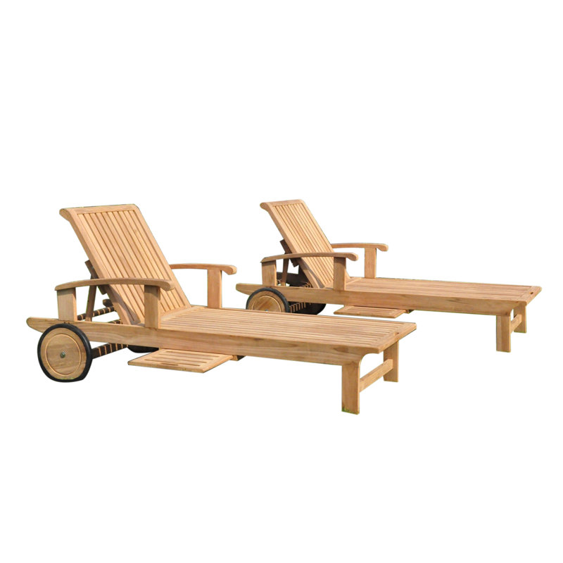 Highland Dunes Makela Outdoor Teak Chaise Lounge Wayfair